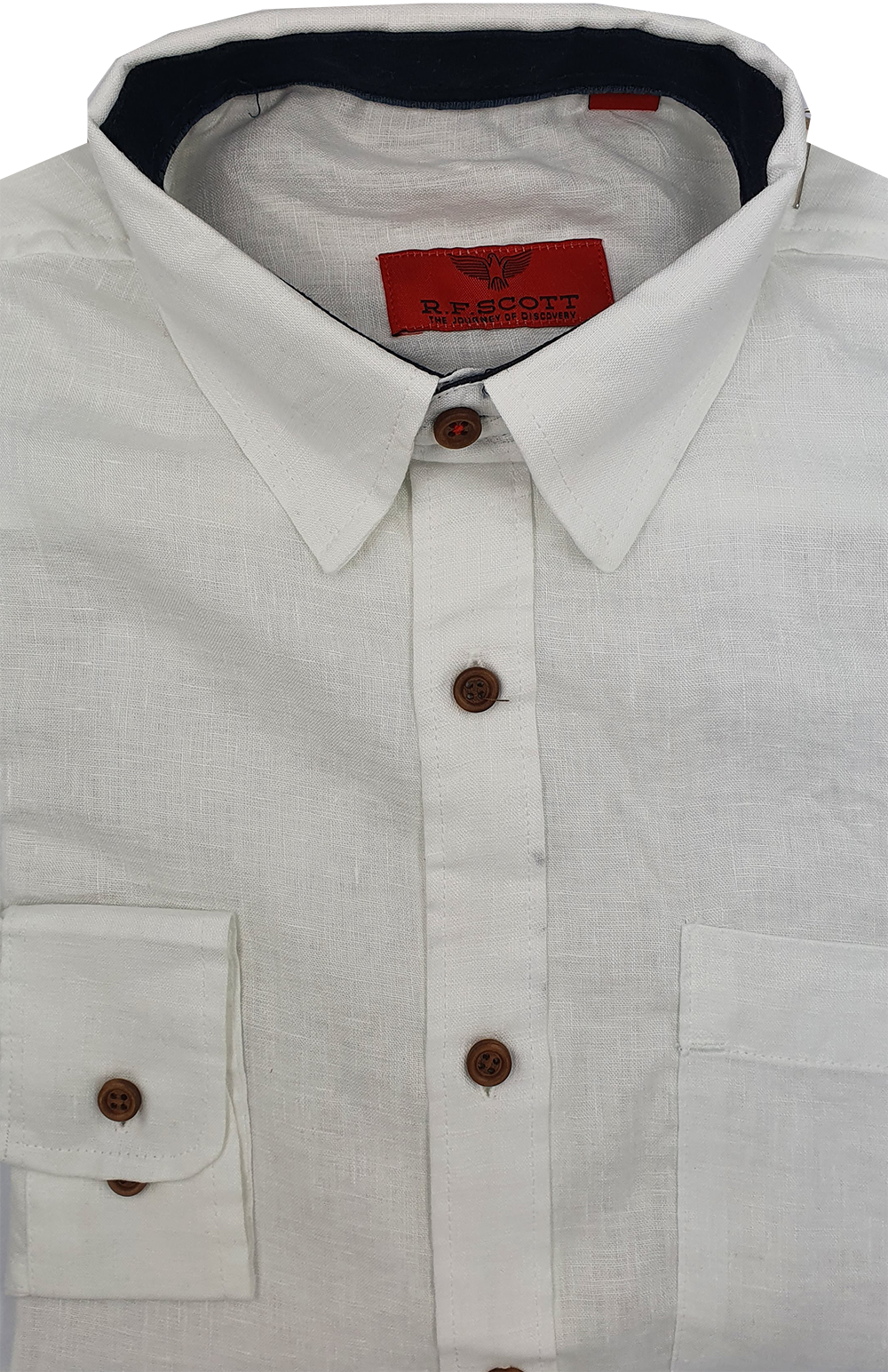 R.F. Scott Angus Long Sleeve Linen Shirt - White