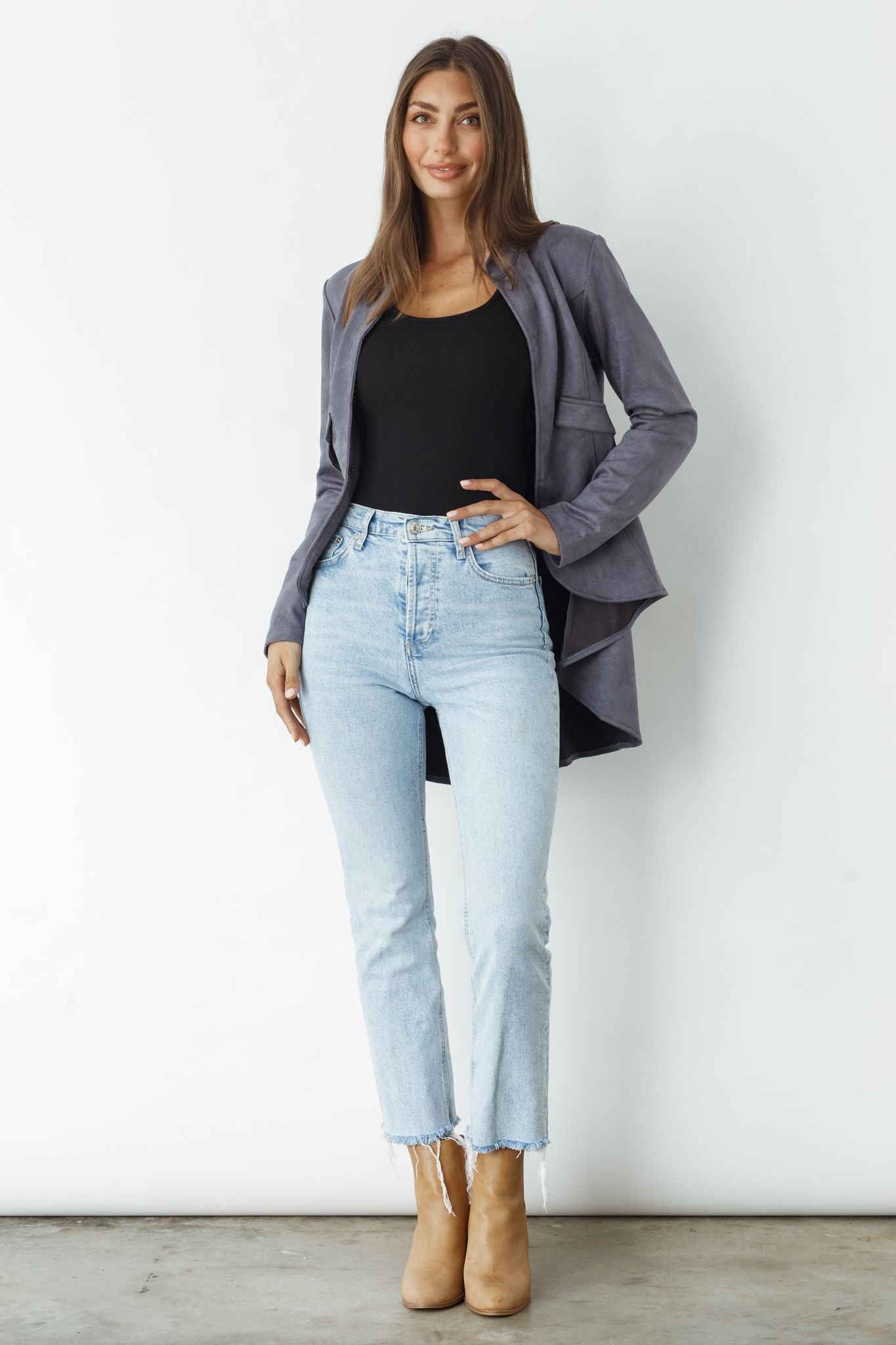 Caju Military Suede Look Jacket - Slate